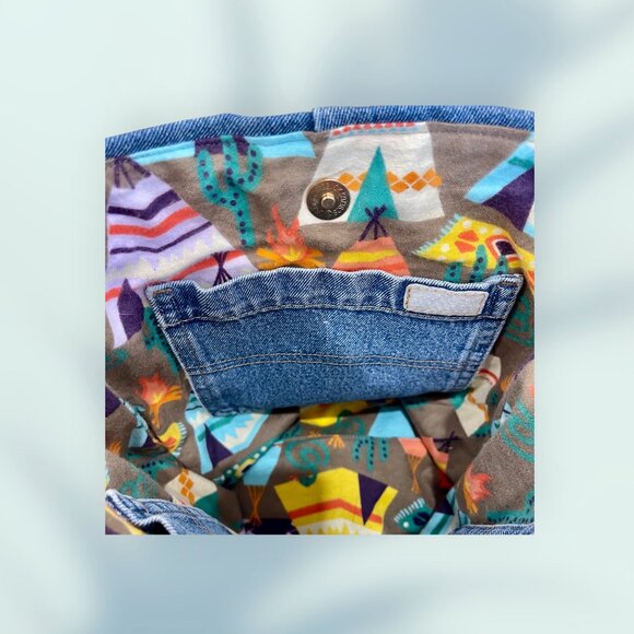 Denim & Orange Handmade, Native Inspired Crossbody Bag with Leather Fringe - Picture 8 of 9